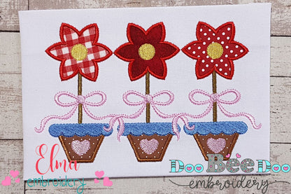 Spring Flowers Vase Trio - Applique