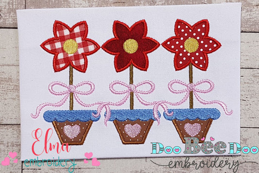 Spring Flowers Vase Trio - Applique