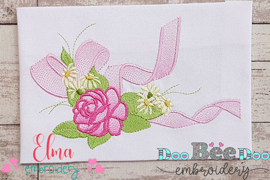 Rose Flower and Lace - Fill Stitch - Machine Embroidery Design