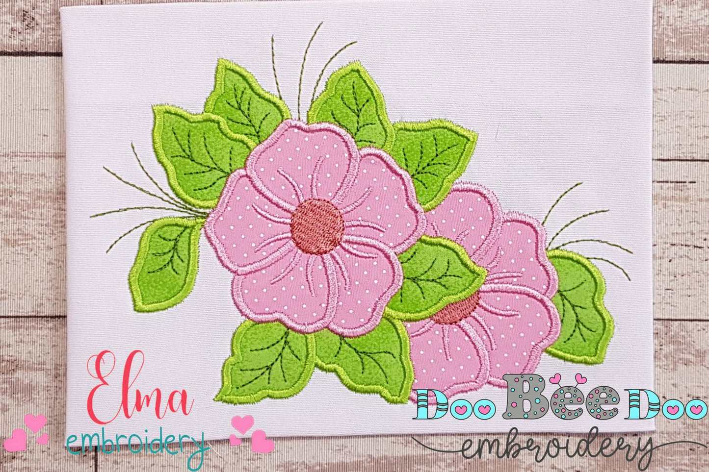 Spring Rose Flower - Applique Embroidery