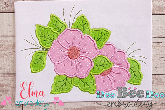 Spring Rose Flower - Applique Embroidery