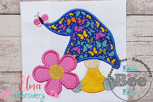 Spring Gnome Flower - Applique - Machine Embroidery Design