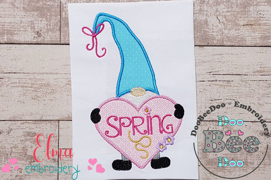 Spring Gnome Heart - Applique