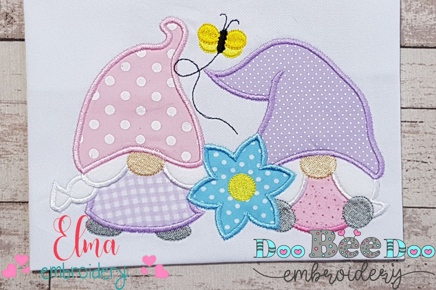 Two Spring Gnomes - Applique - Machine Embroidery Design