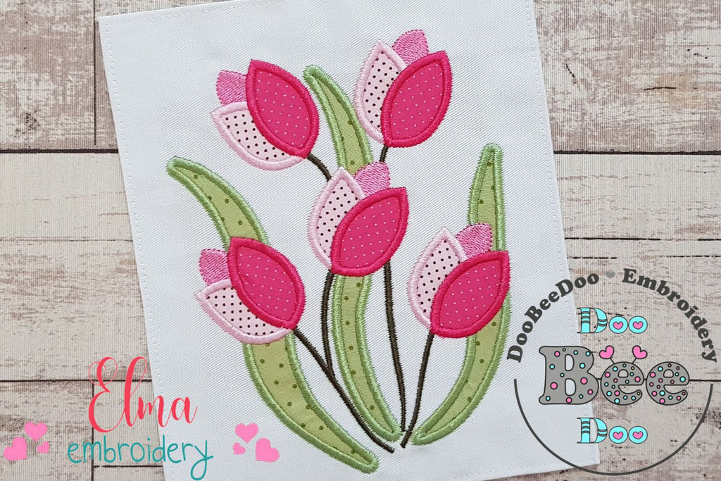 Tulips Bouquet - Applique - Machine Embroidery Design