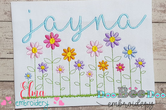 Flowers in a Row - Fill Stitch