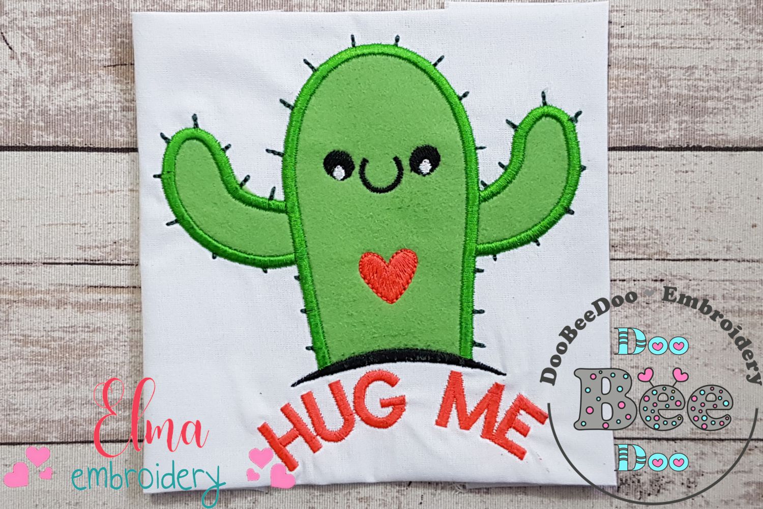 Cactus Hug Me - Applique – DooBeeDoo Machine Embroidery Designs