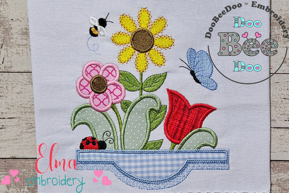 Flowers on the Table - Applique - Machine Embroidery Design