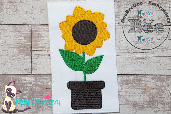Cute Summer Sunflower Vase - Fill Stitch