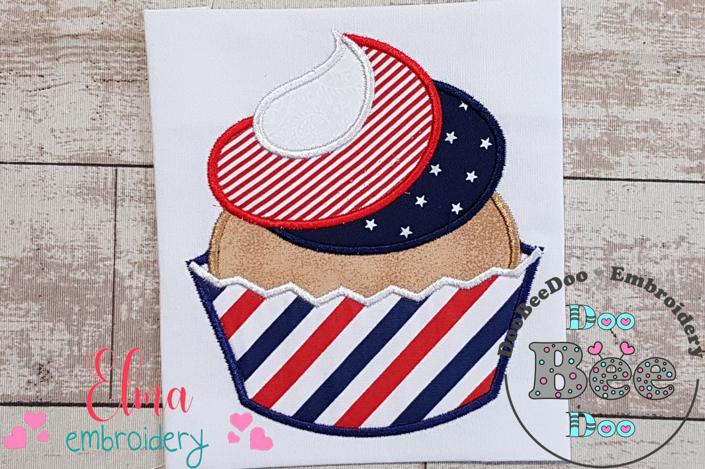 Patriotic Cupcake 4th of July - Applique - 4x4 5x5 6x6 7x7