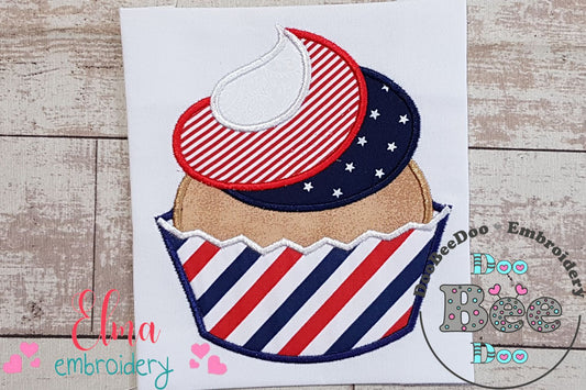Patriotic Cupcake 4th of July - Applique - 4x4 5x5 6x6 7x7