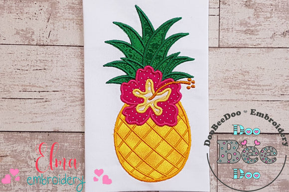 Summer Pineapple with Hibiscus Flower - Applique