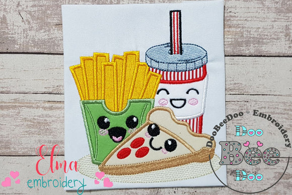 Happy Pizza, French Fries and Soda - Applique
