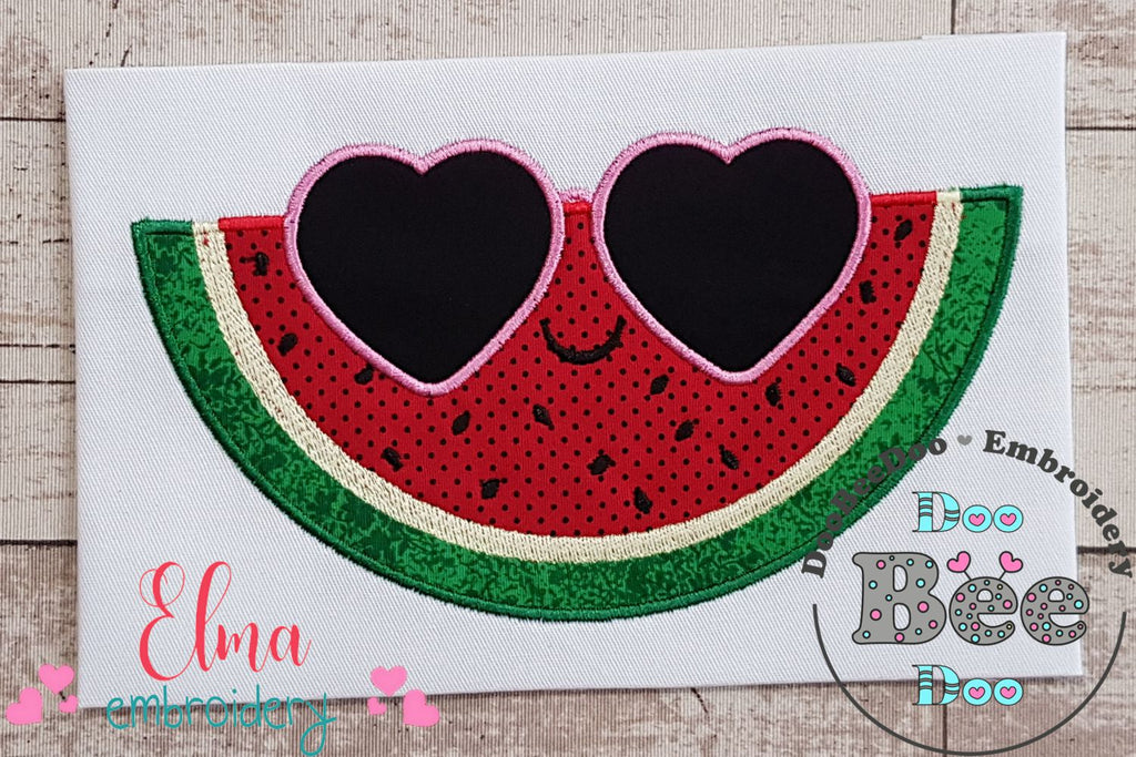 Summer Watermelon with Sunglasses - Applique - 4x4 5x4 5x7 5x8 6x10 7x12