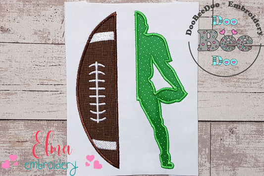 Split Football and Player - Applique Embroidery