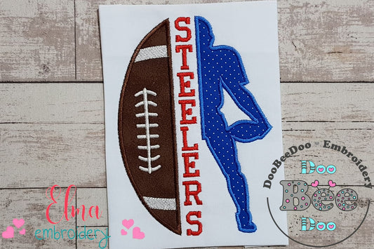 Football Steelers Player and Ball - Applique