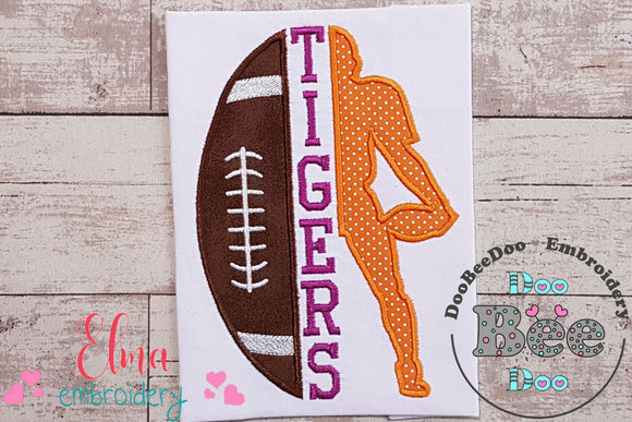 Football Tigers Ball and Player - Applique