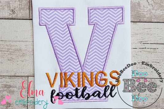 Vikings Football Letter V - Applique