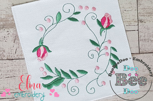 Flowers Frame - Fill Stitch - Machine Embroidery Design