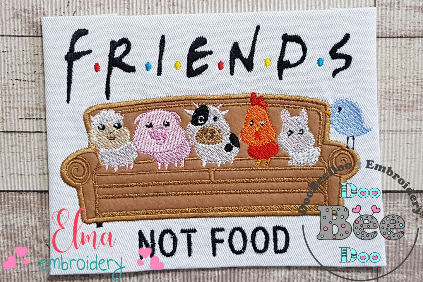Friends Not Food - Applique - Machine Embroidery Design