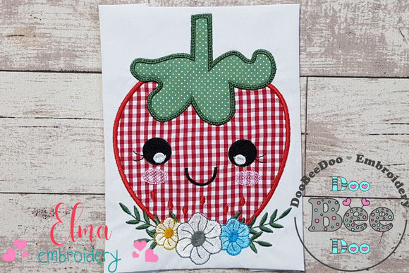 Strawberry Girl with Flowers - Applique