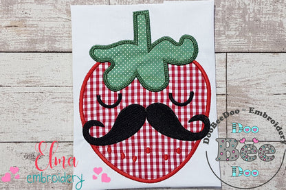 Strawberry Boy with Mustache - Applique