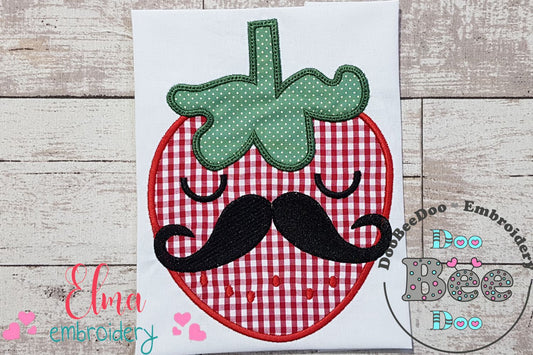 Strawberry Boy with Mustache - Applique
