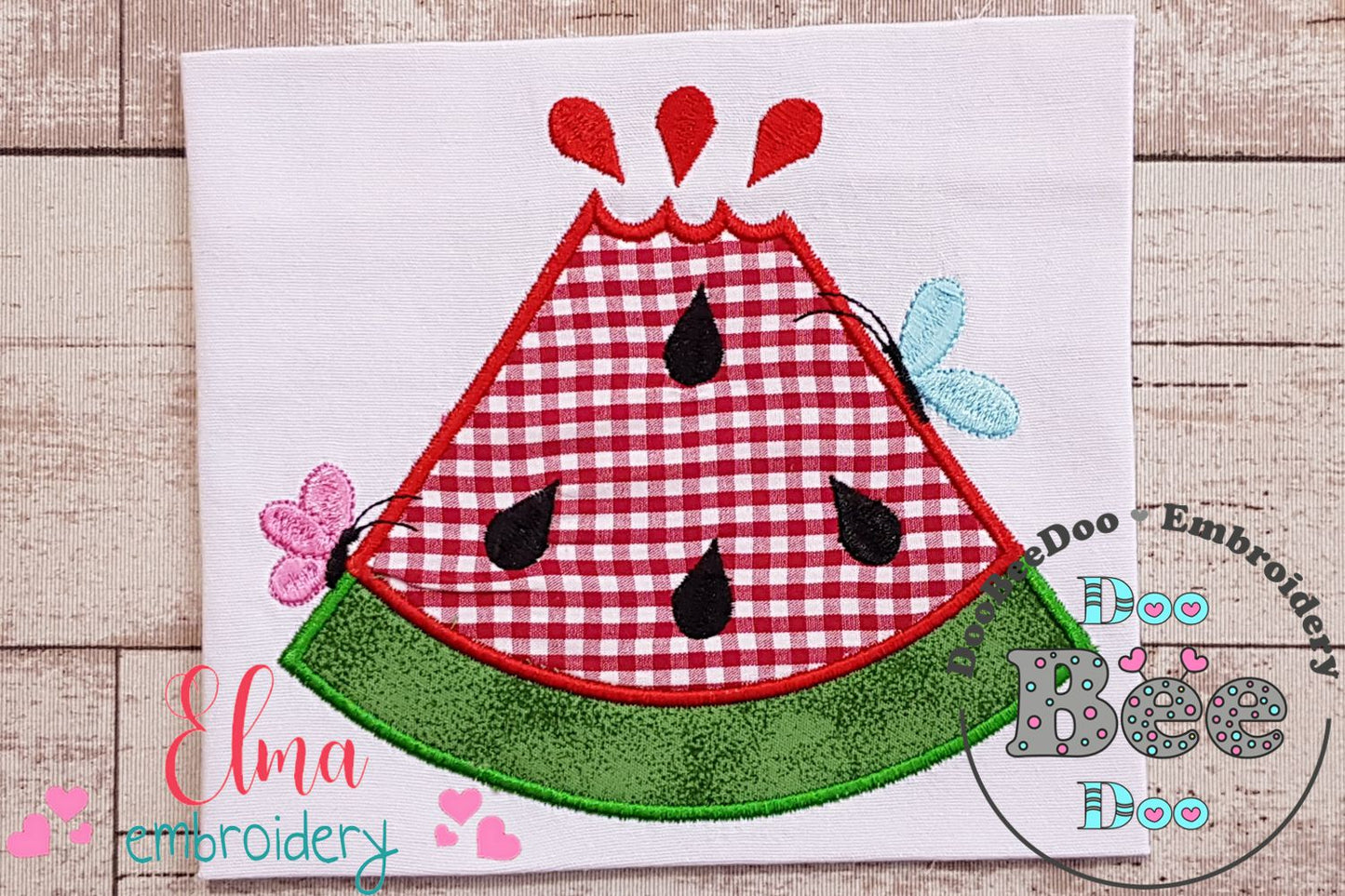 Summer Watermelon Slice and Butterflies - Applique