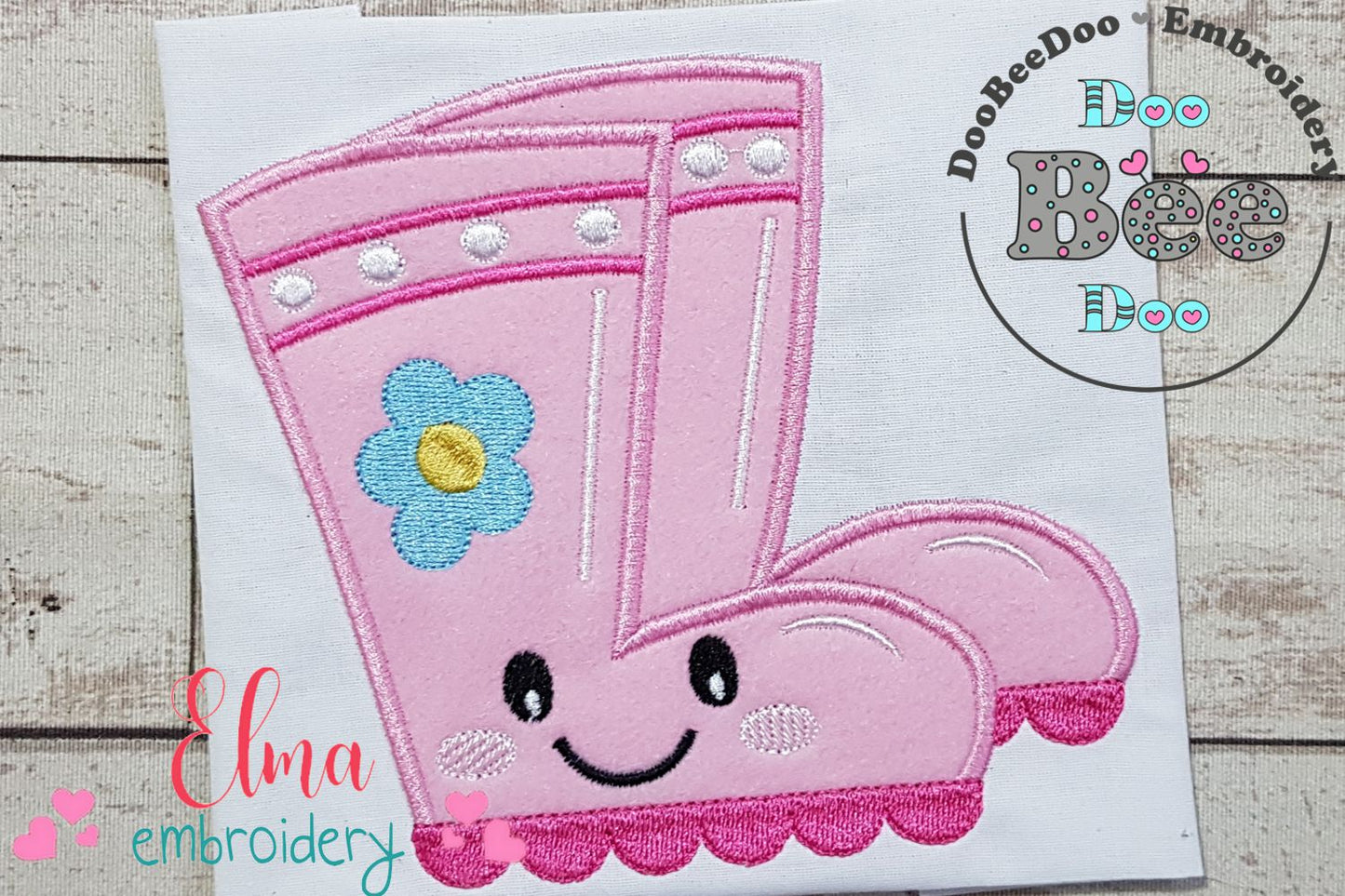 Cute Happy Gardening Boots - Applique