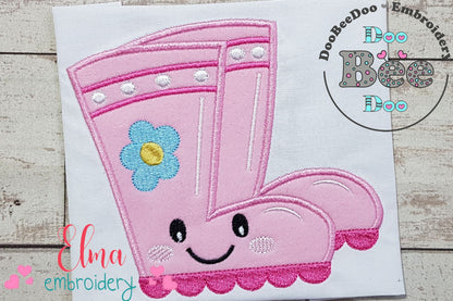 Cute Happy Gardening Boots - Applique