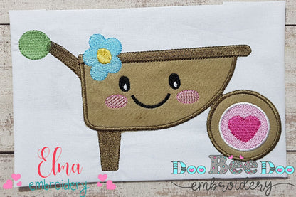 Cute and Happy Wheelbarrow - Applique