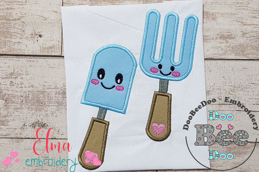 Cute Happy Gardening Tools - Applique