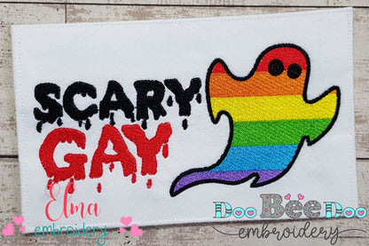 Cute LGBT Scary Gay Ghost - Fill Stitch