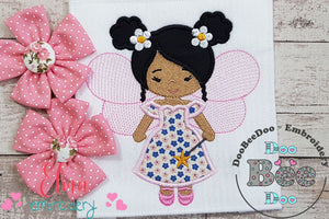 Cute Afro Fairy - Applique - Machine Embroidery Design