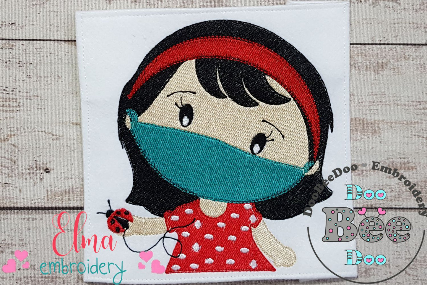 Girl with Protective Mask - Fill Stitch