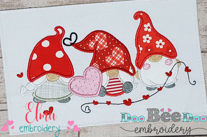 Three Valentines Gnomes - Applique