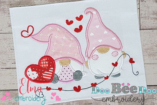 Two Valentines Gnomes - Applique