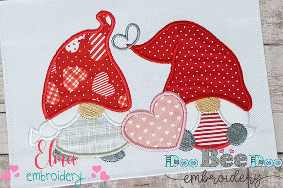 Two Valentines Gnomes - Applique Embroidery