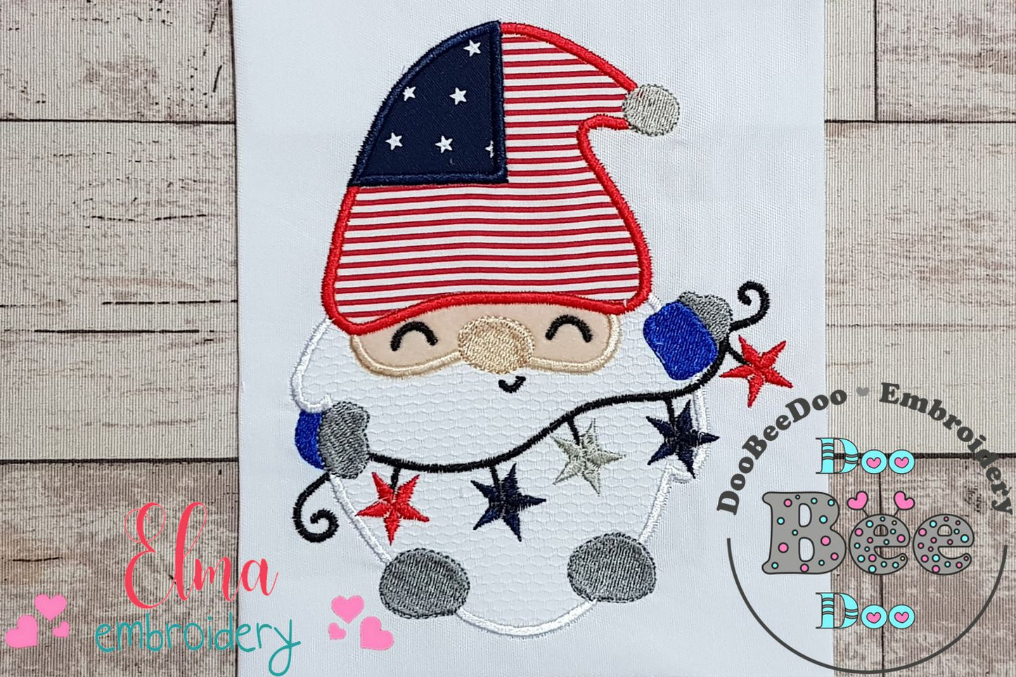 Patriotic 4th of July Gnome - Applique - 4x4 5x5 6x6 7x7