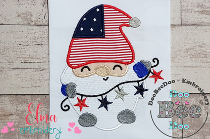 Patriotic 4th of July Gnome - Applique - 4x4 5x5 6x6 7x7