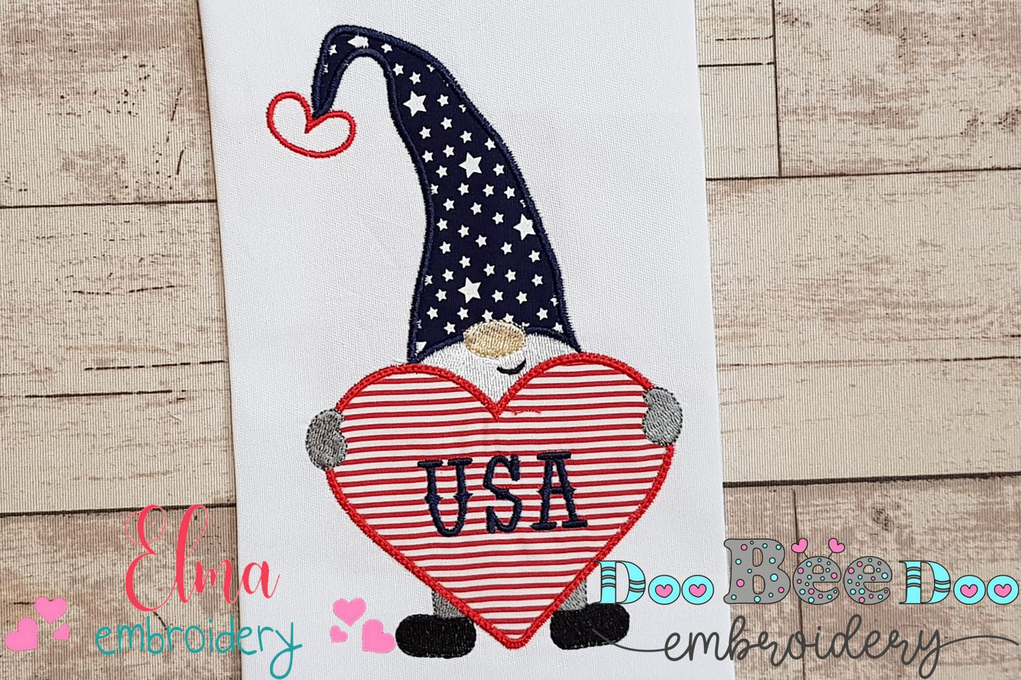 Patriotic USA Love Gnome - Applique