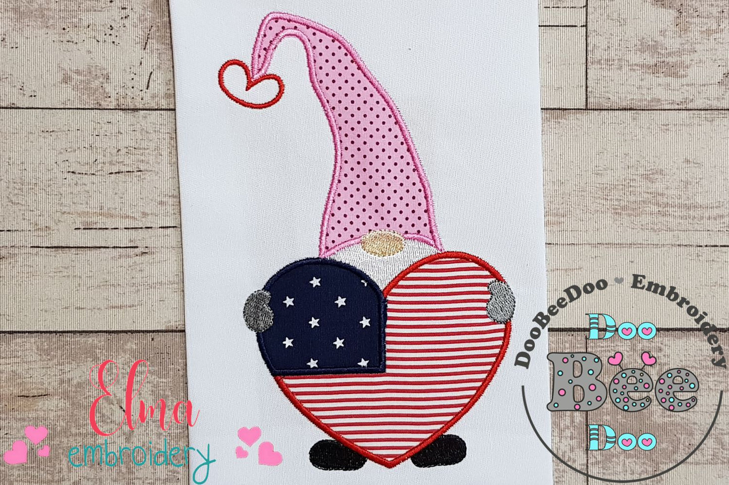 Patriotic USA Love Gnome Flag - Applique