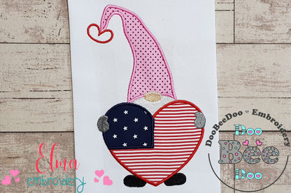 Patriotic USA Love Gnome Flag - Applique