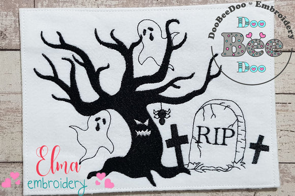 RIP Haunted Tree - Fill Stitch Embroidery