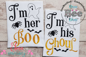 I'm her Boo and I'm his Ghoul - Fill Stitch - Set of 2 designs