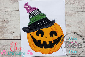 Halloween Witch Pumpkin - Applique - Machine Embroidery Design