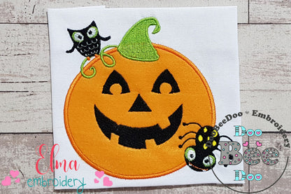Pumpkin , Spider and Owl - Applique