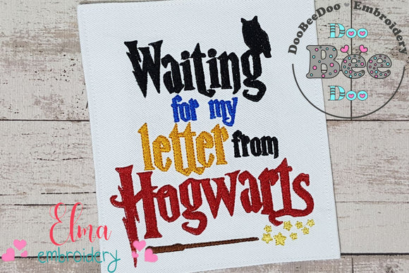 Waiting for my Letter from Hogwarts - Fill Stitch Embroidery