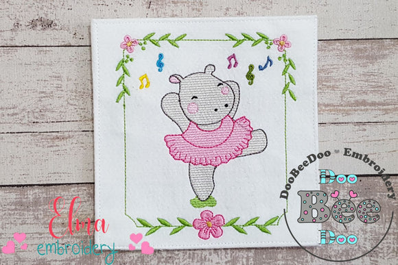 Ballerina Hippo Girl Dancing - Fill Stitch