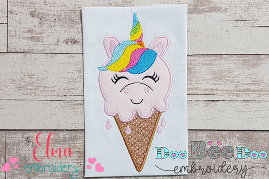 Summer Ice Cream Unicorn - Applique - Machine Embroidery Design